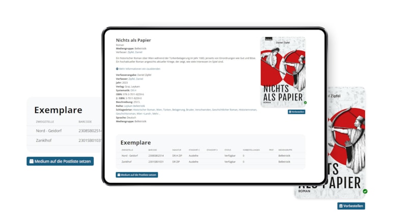 Stadtbibliothek Graz Design OCLC Detailseite und optimiertem Checkout